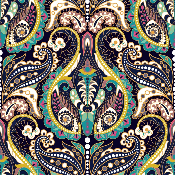 Бесшовный Пейсли фон, цветочный узор. Орнамент — стоковый вектор