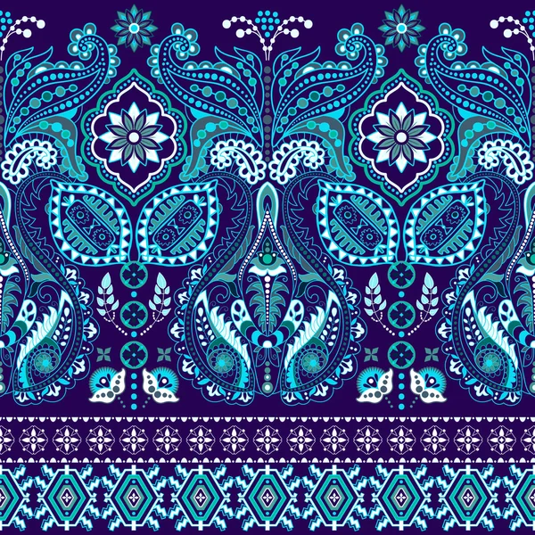 Seamless Paisley background, floral pattern. Colorful ornamental . Indian border ornament — ストックベクタ