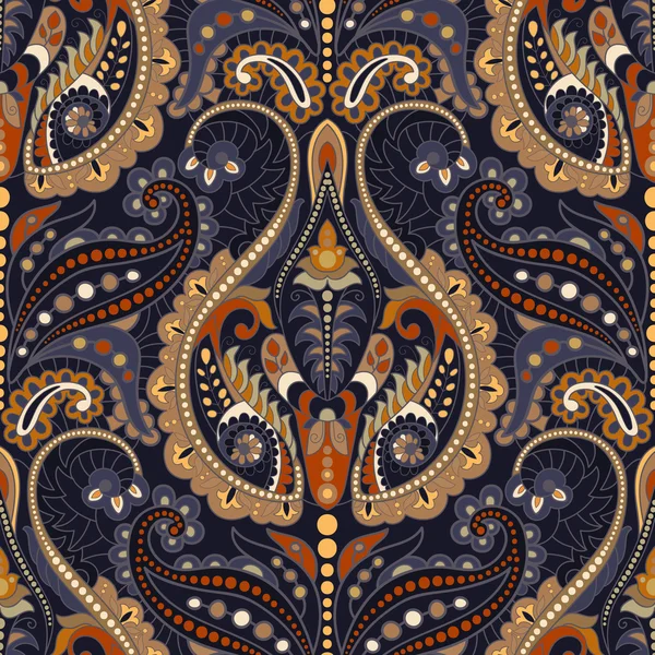 Nahtloser Paisley-Hintergrund, florales Muster. Indisches Ornament — Stockvektor