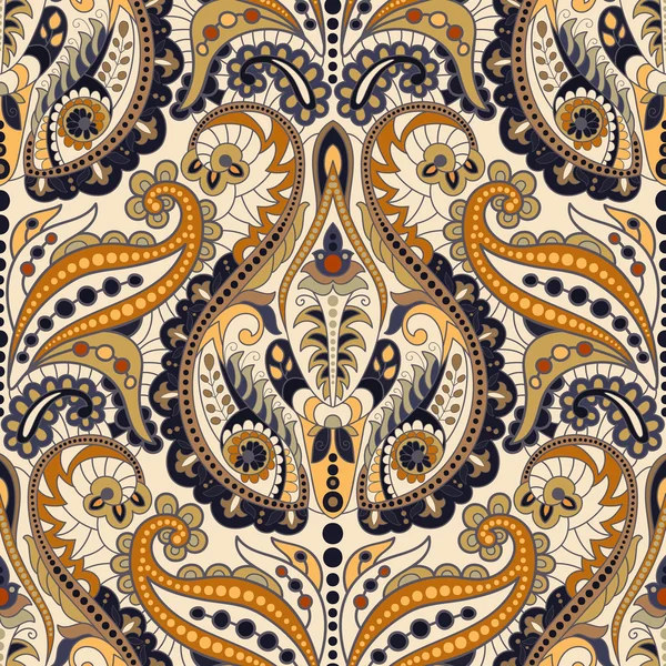 Fondo Paisley sin costuras, patrón floral. Adorno indio — Archivo Imágenes Vectoriales