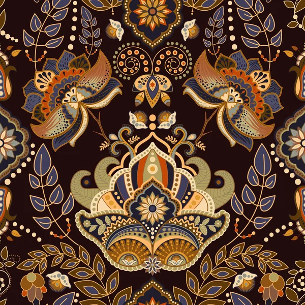 Fondo Paisley sin costuras, patrón floral — Vector de stock