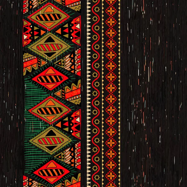 Vertikale ornamentale nahtlose Muster. dunkler ethnischer Hintergrund — Stockvektor