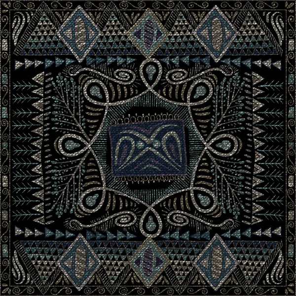Ethnische nahtlose Muster, dunkler Hintergrund. Handgezeichnetes Ornament — Stockvektor