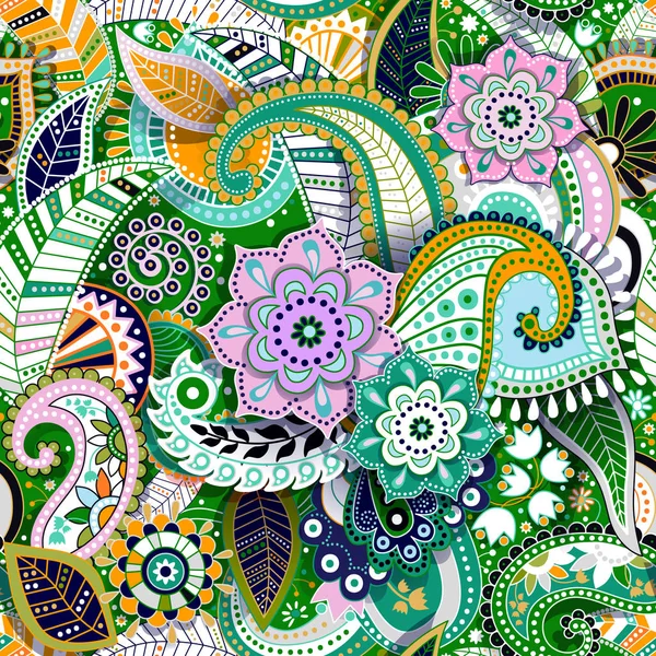 Colorful Paisley seamless pattern. Original decorative backdrop — Stock Vector