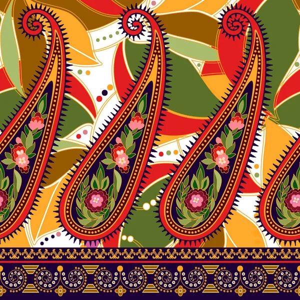 Nahtloser Paisley-Hintergrund, florales Muster — Stockvektor
