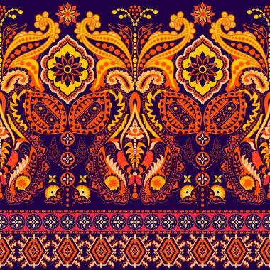 Sorunsuz Paisley arka plan, çiçek desenli. Renkli süs arka plan. Hint süsleme. Ambalaj kağıt, kumaş, tekstil, duvar kağıdı için güzel Hint süsleme