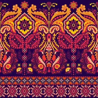 Sorunsuz Paisley arka plan, çiçek desenli. Renkli süs arka plan. Hint süsleme. Ambalaj kağıt, kumaş, tekstil, duvar kağıdı için güzel Hint süsleme