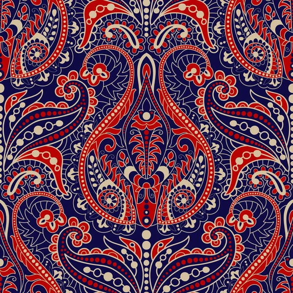Fundo Paisley sem costura, padrão floral. Fundo ornamental colorido. Ornamento indiano. Belo ornamento indiano para papel de embrulho, tecido, têxtil, papel de parede —  Vetores de Stock