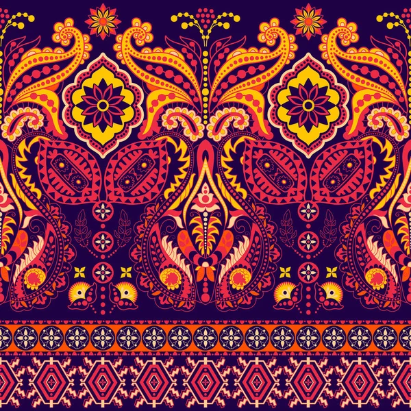 Fondo Paisley sin costuras, patrón floral. Fondo ornamental colorido. Adorno indio. Hermoso ornamento indio para papel de envolver, tela, textil, papel pintado — Archivo Imágenes Vectoriales