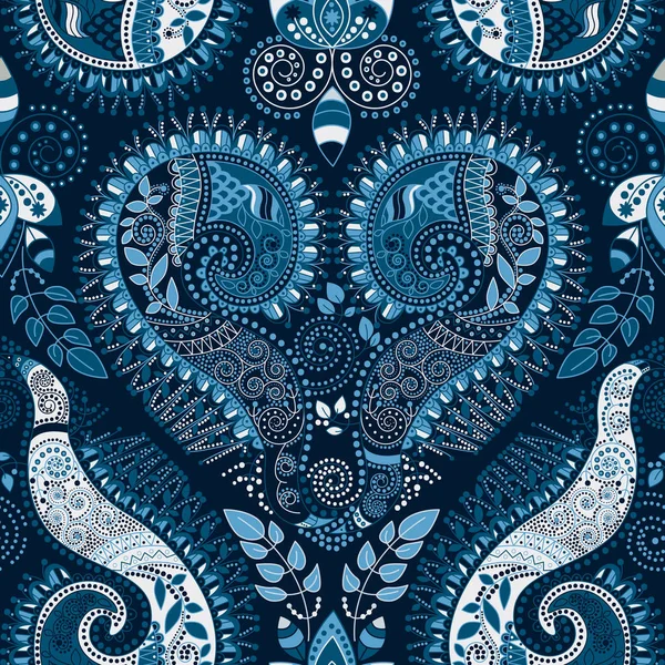 Fond sans couture Paisley, motif floral. Fond ornemental coloré — Image vectorielle