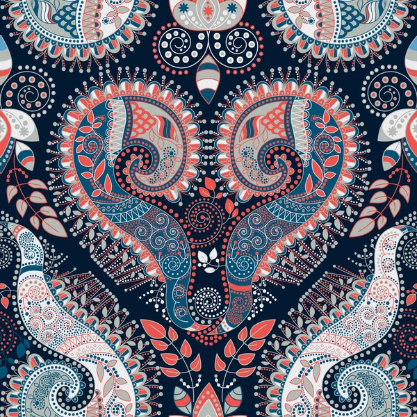 Fond sans couture Paisley, motif floral. Fond ornemental coloré — Image vectorielle