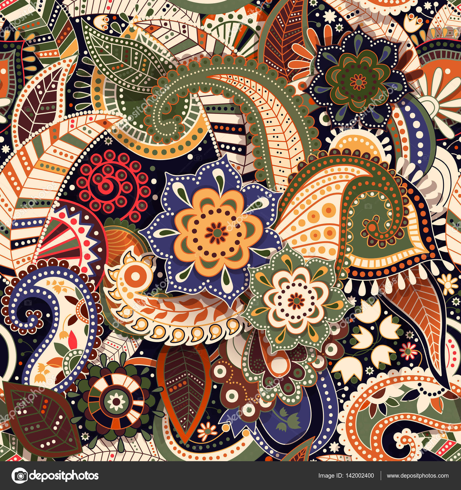 Padrão Sem Emenda Colorido De Paisley Pano De Fundo Decorativo