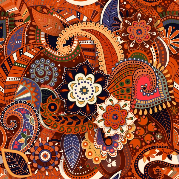 Renkli Paisley seamless modeli. Özgün dekoratif zemin. Hint duvar kağıdı — Stok Vektör