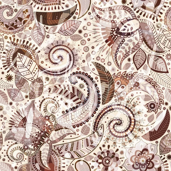Patrón de flores sin costura vectorial. Adorno de Paisley. Papel pintado decorativo indio — Vector de stock