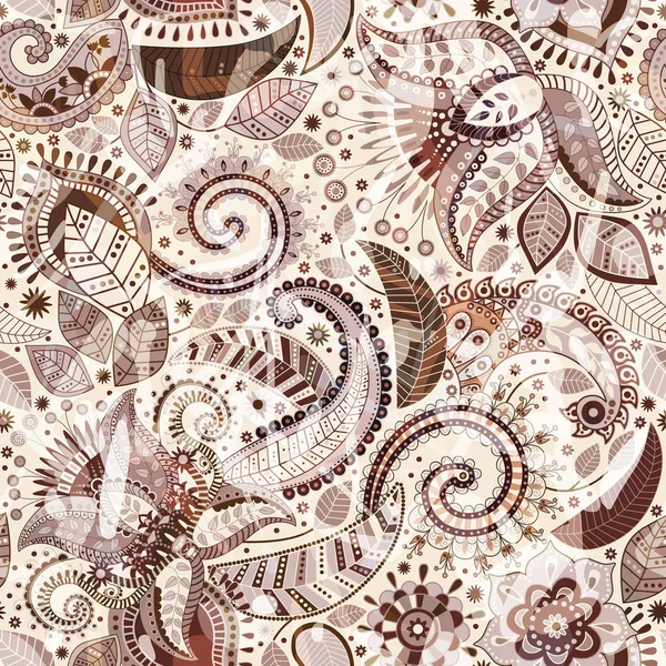 Padrão de flores sem costura vetorial. Ornamento Paisley. Papel de parede decorativo indiano —  Vetores de Stock