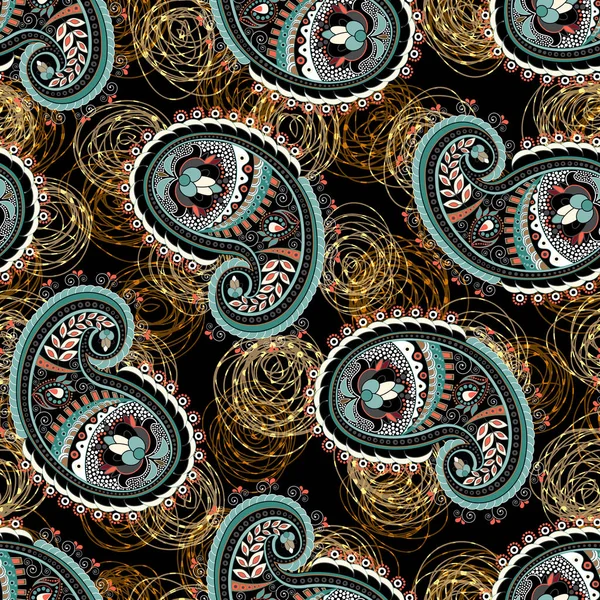 Paisley nahtloses Muster, indische Tapete — Stockvektor