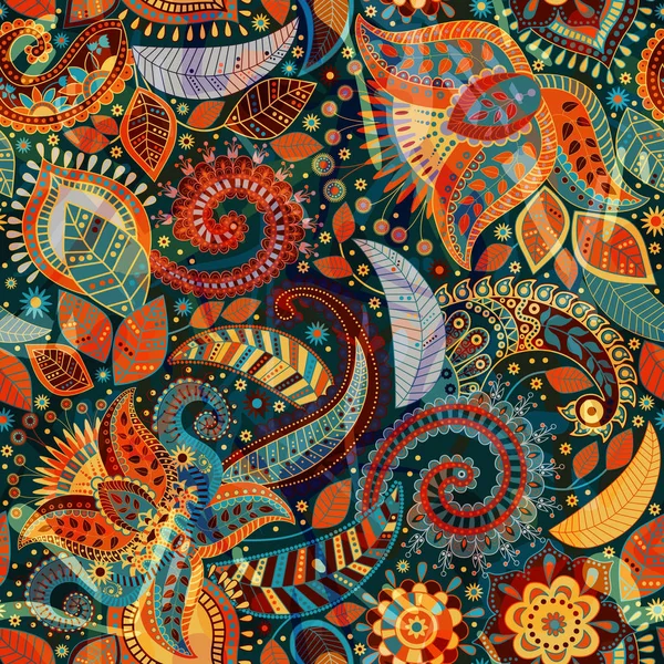 Sorunsuz Paisley arka plan, çiçek desenli. Renkli süs arka plan