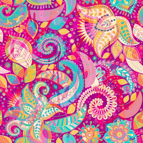 Fundo Paisley sem costura, padrão floral. Fundo ornamental colorido —  Vetores de Stock