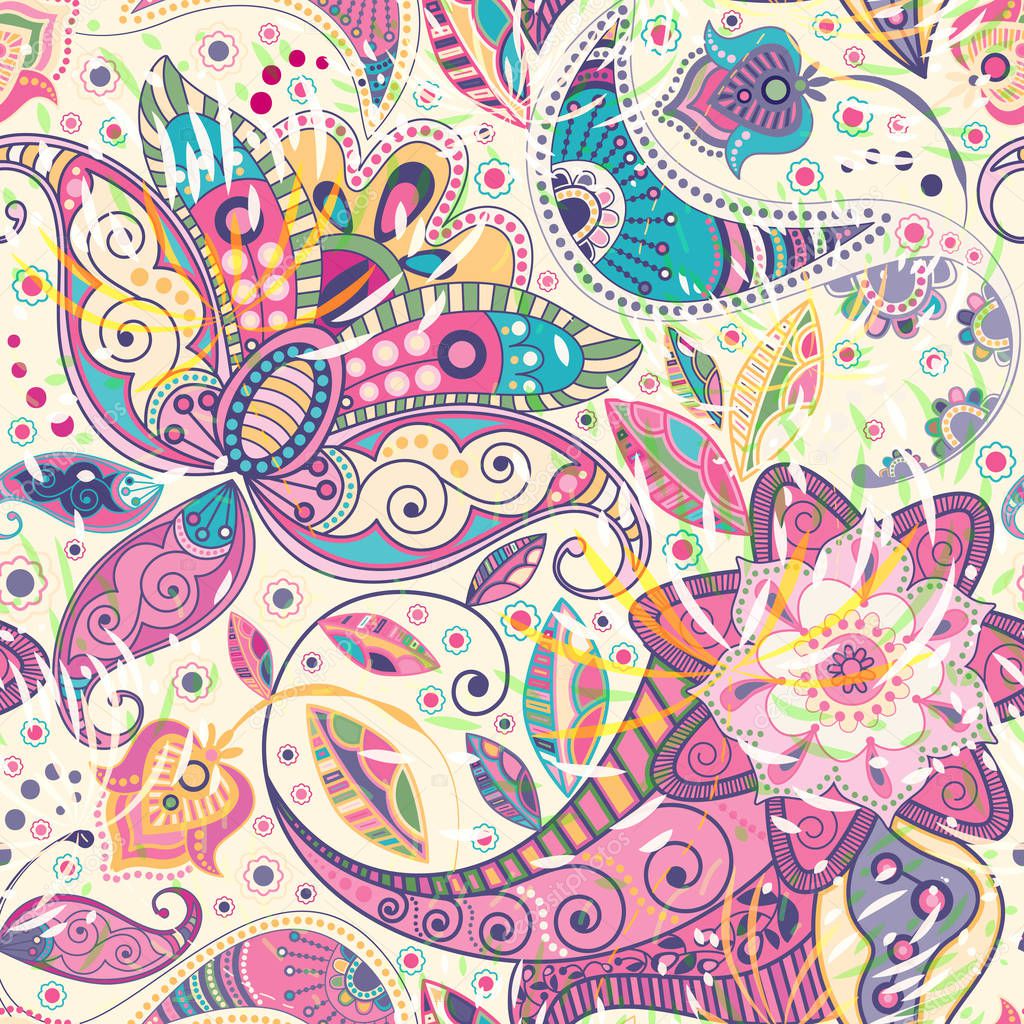 Light floral seamless pattern, ornamental wallpaper for cards, textile, web, wallpaper