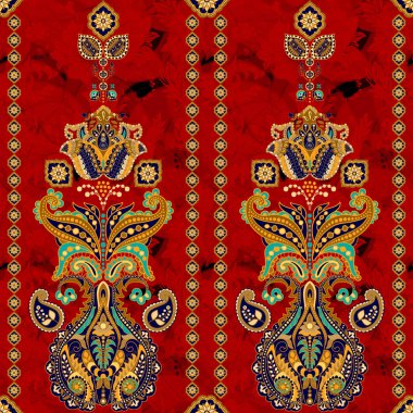 Renkli Paisley seamless modeli. Kızılderili zemin