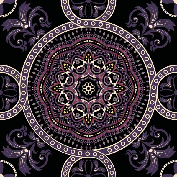 Fond sans couture Paisley, motif floral. Ornement indien décoratif coloré — Image vectorielle