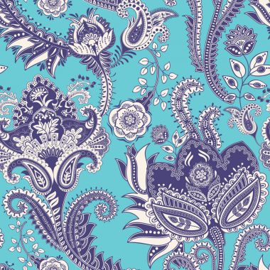 Vektör seamless modeli. Hint çiçek zemin. Paisley. Moda stil