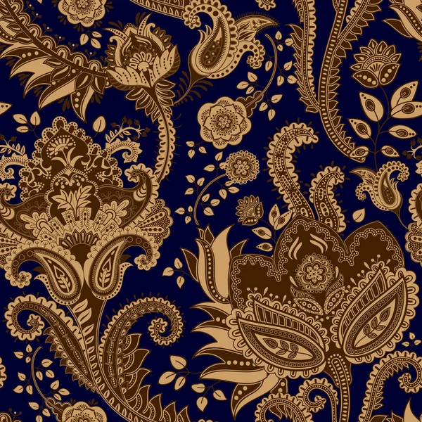 Patrón sin costura vectorial. Fondo floral indio. Paisley. Estilo de moda — Archivo Imágenes Vectoriales