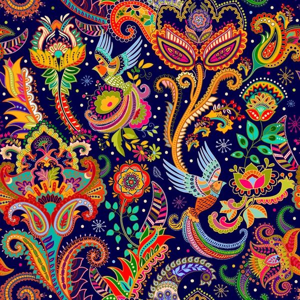 Vektör seamless modeli. Hint çiçek zemin. Paisley. Moda stil