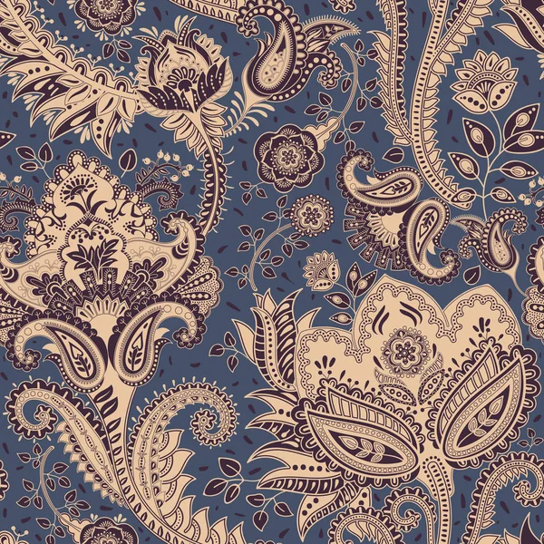 ベクターのシームレスなパターン。インドの花背景。ペイズリー。ファッションのスタイル。ファブリックのデザイン — ストックベクタ