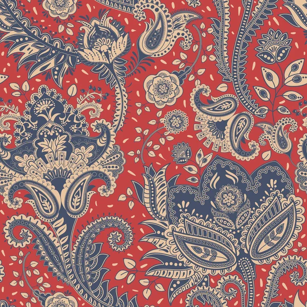 Patrón sin costura vectorial. Fondo floral indio. Paisley. Estilo de moda. Diseño para tela — Archivo Imágenes Vectoriales