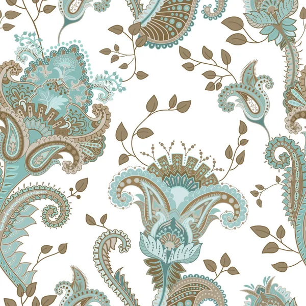 Vector sömlösa mönster. Indiska blommig bakgrund. Paisley. Klädstil. Design för tyg — Stock vektor