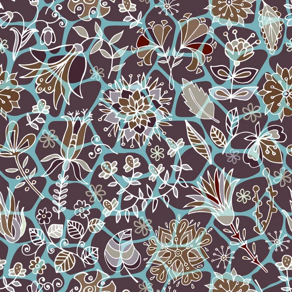 Fond sans couture Paisley, motif floral. Arrière-plan ornemental coloré. Papier peint couleur avec des plantes décoratives . — Image vectorielle