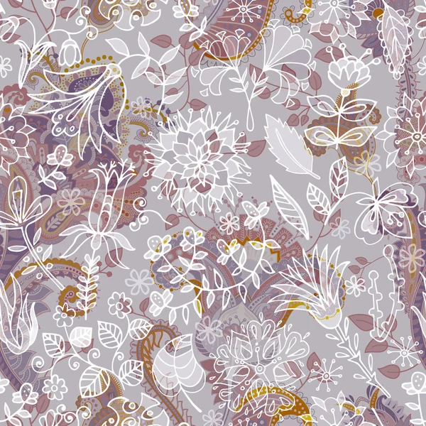 Varrat nélküli Paisley háttér, virágmintás. Színes díszítő hátteret. Dekoratív virág színes háttérkép — Stock Vector