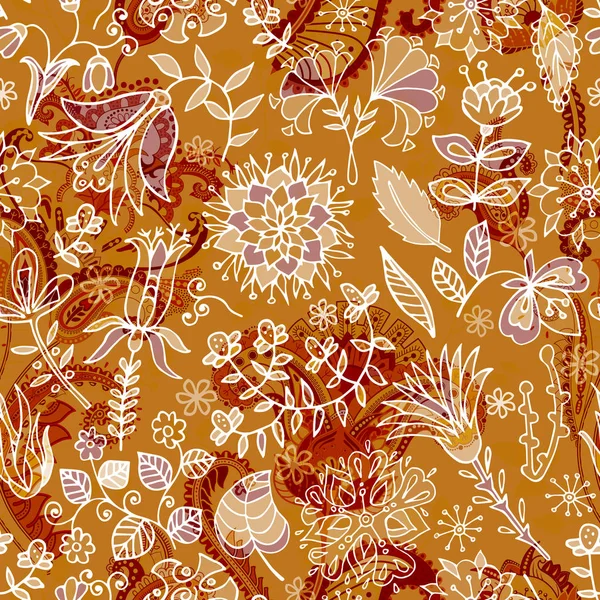 Naadloze Paisley achtergrond, bloemmotief. Kleurrijke decoratieve achtergrond. Kleur behang met decoratieve bloemen — Stockvector