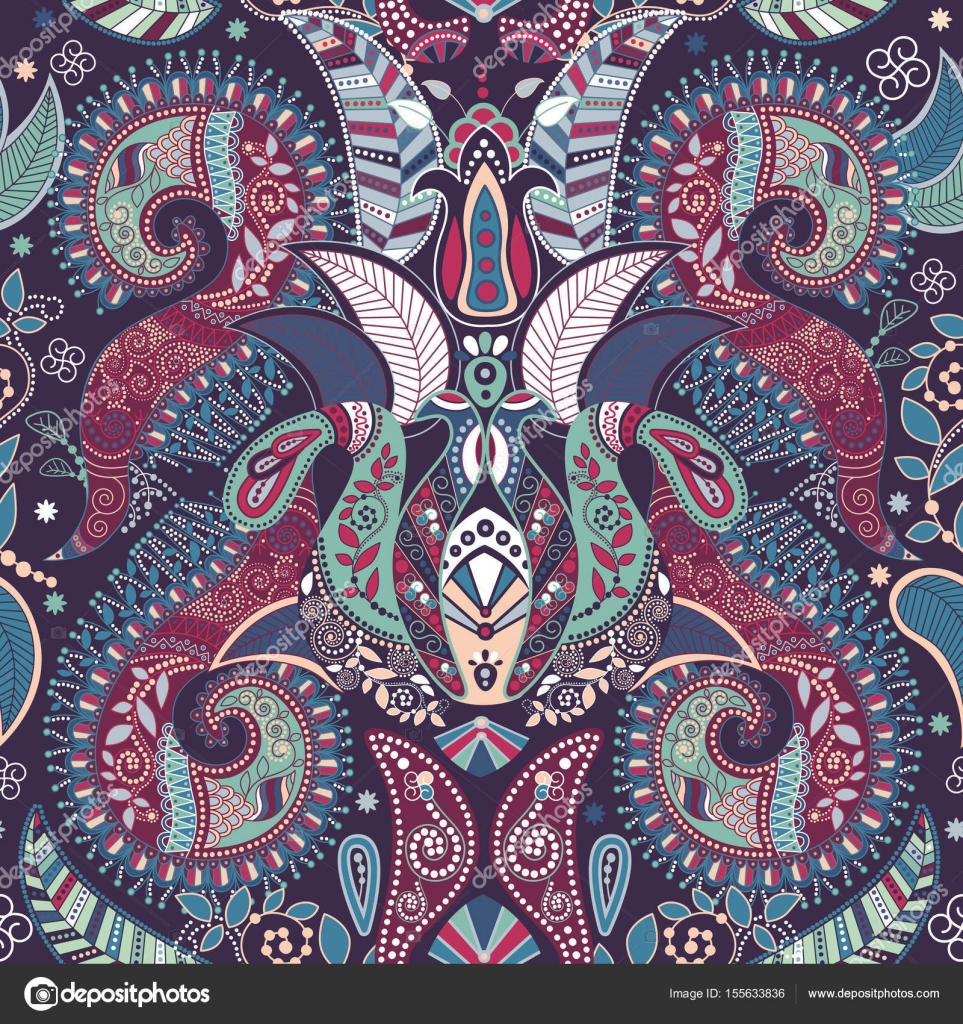 Paisley floral seamless pattern. Indian ornament. Vector ...