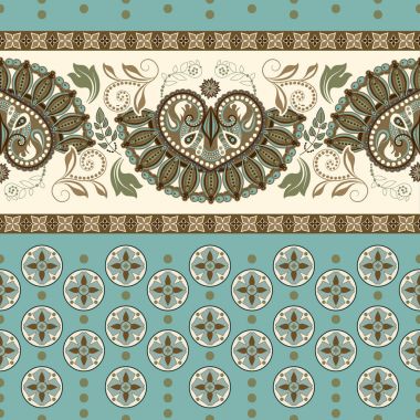 Geometrik süsleme seramik, duvar kağıdı, tekstil, web, kartlar. Etnik desen. Sınır renkli süsleme