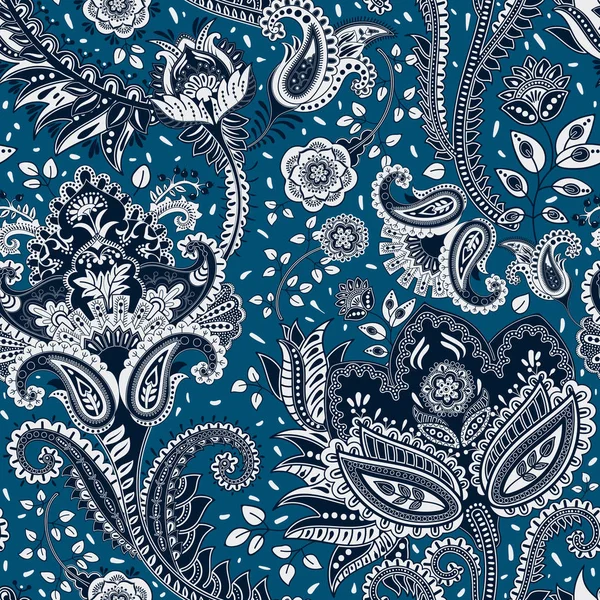 Floral απρόσκοπτη μοτίβο, υφή εφέ. Ινδική πολύχρωμο στολίδι. Διακοσμητικά λουλούδια διάνυσμα και Paisley. Έθνικ στυλ. Σχεδιασμός για υφάσματα, χαρτιά, web, ντεκουπάζ — Διανυσματικό Αρχείο