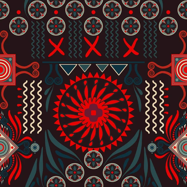 Vector naadloze etnische patroon. Kleurrijke achtergrond met abstracte elementen. Native american ontwerp, Navajo. Mexicaanse motief — Stockvector