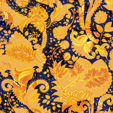 Renkli çiçek seamless modeli. Bitkiler süsleme. Dekoratif çiçek ve Paisley. Kumaşlar, Dekupaj kartları, web tasarım