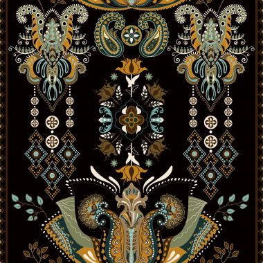 Vektör dekoratif etnik unsurlar ile seamless modeli. Dekoratif Hint süsleme