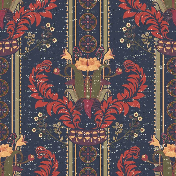 Vektorflorales Muster, viktorianischer Stil. Blumenstrauß mit Ornament. vertikales Ornament — Stockvektor