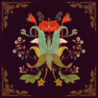 Vektör şablon baskı, davet, poster, döşeme için. Vintage İtalyan tarzı, Rönesans