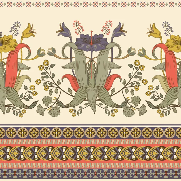 Svislý vzor bezešvé, viktoriánský styl. Ročník květinové tapety — Stockový vektor