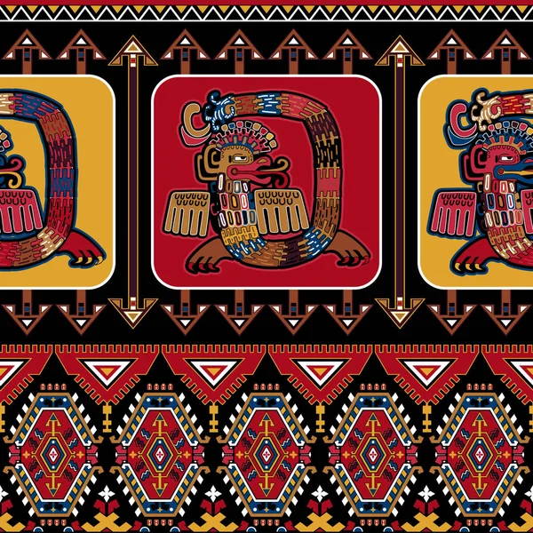 Vector naadloze Azteekse patroon. Mexicaanse decoratieve grens — Stockvector