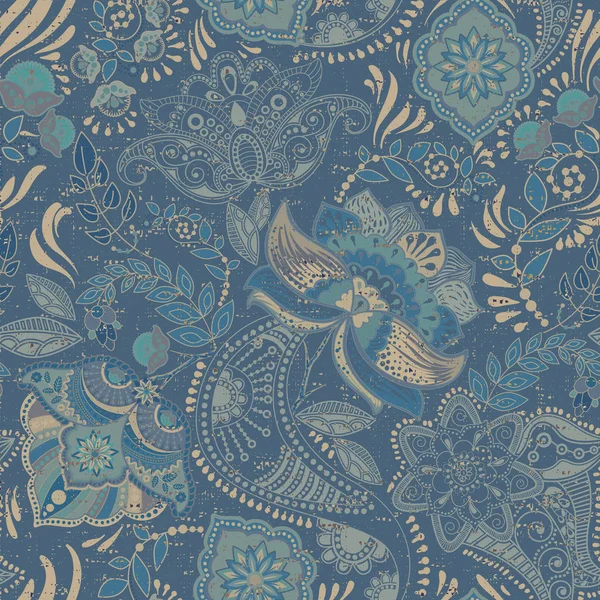 Vektor nahtlose Muster mit dekorativen Elementen und Paisley. Jahrgangsstil — Stockvektor