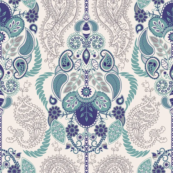 Paisley motif floral sans couture. Ornement indien. Fleurs décoratives vectorielles et Paisley. Style ethnique. Conception pour tissus, cartes, web, découpage — Image vectorielle