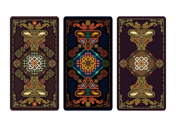 Tarot ve iskambil için vektör çizim. Davetiyeler, posterler için şablon. Tarot kartları — Stok Vektör