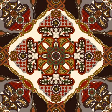 Vektör süs döşeme deseni. Renkli kare tasarım, etnik tarzı