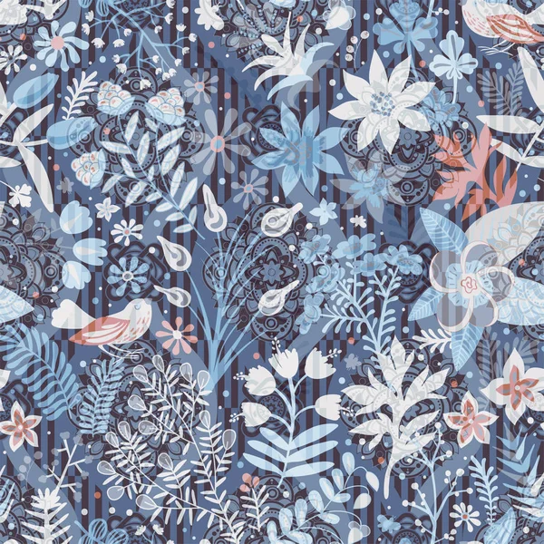 Vintage sömlös blommönster. Retro växter stil. Vector dekorativa blommor, moderna motiv. — Stock vektor