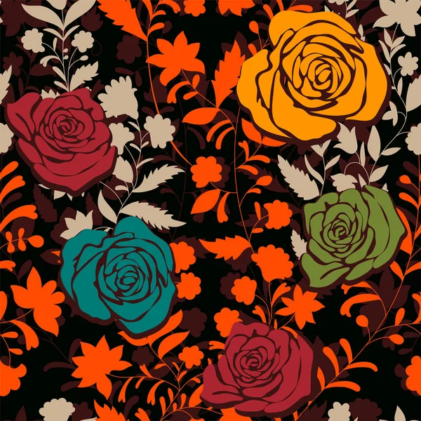 Patrón colorido con rosas. Flores decorativas, patrón sin costuras. Fondos de pantalla para cubierta de iphone, textil, web, tarjetas, invitaciones, cortinas — Archivo Imágenes Vectoriales